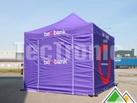 Tente pliante de 3x3 m complètement personnalisée pour Beobank